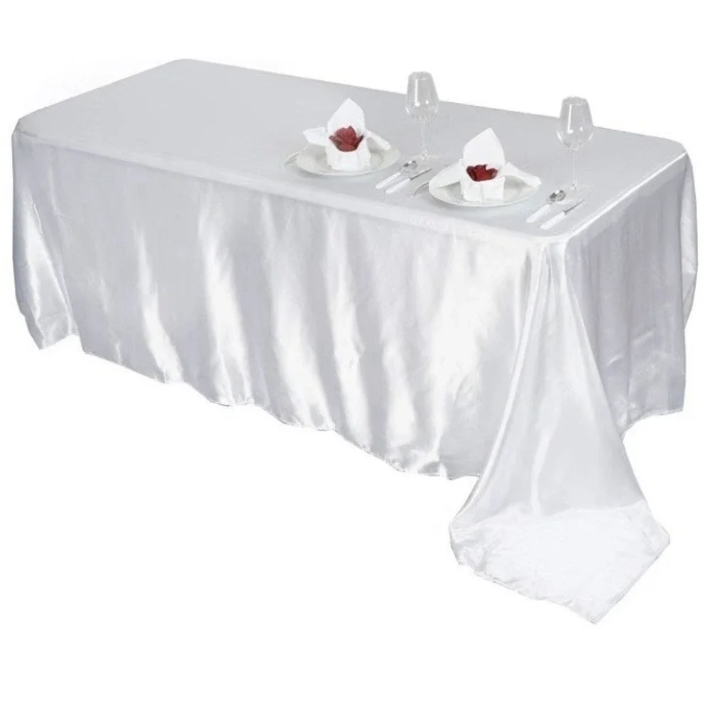 White Rectangle Satin Tablecloth 60